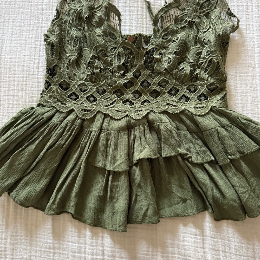 Free People Adella Cami in Olive Sparrow - Picture 5 of 7